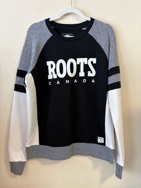 Roots Colorblock Crewneck Sweatshirt - Black, White & Gray